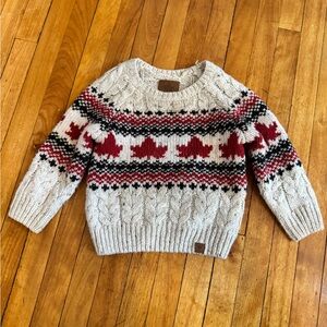 Cozy Knit Sweater with Red and Black Pattern